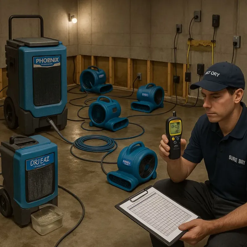 Structural Drying and Dehumidification process in Caldwell, TX